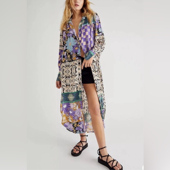 Free People Dresses & Skirts - Free People Jackie  Boho Maxi Shirt Dress Size Medium